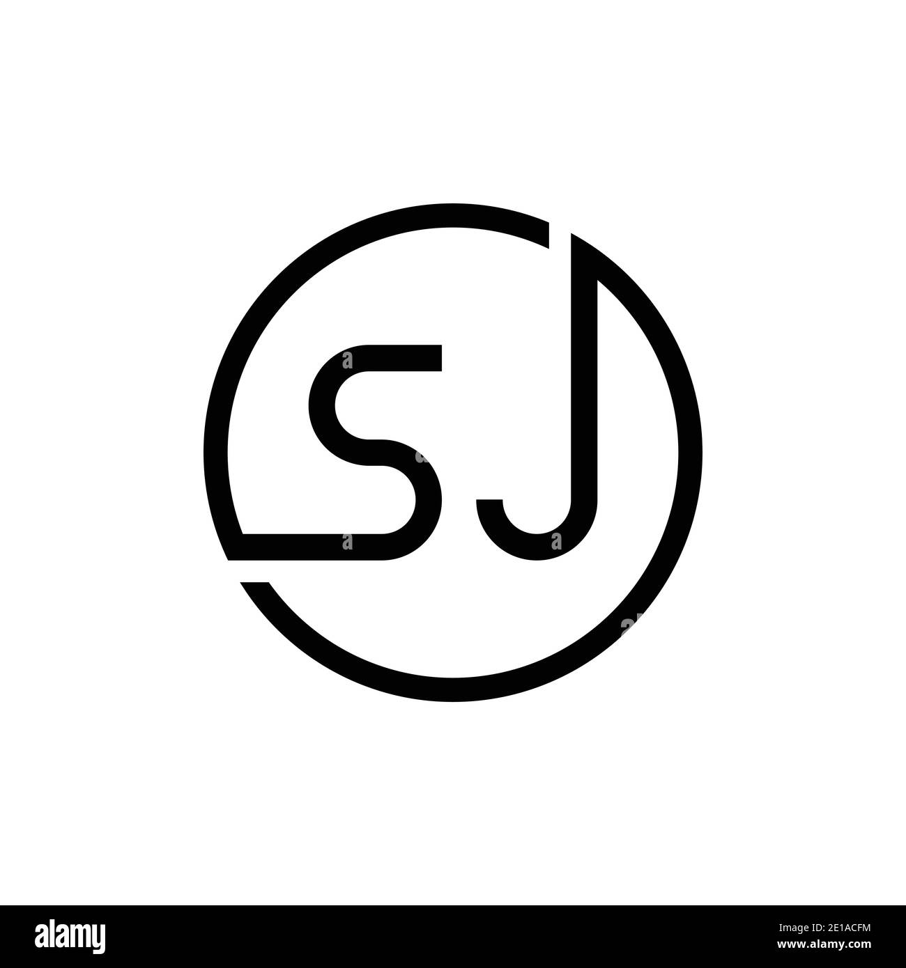 Modello vettoriale di progettazione del logo SJ circolare iniziale. Lettera astratta SJ logo Design Illustrazione Vettoriale