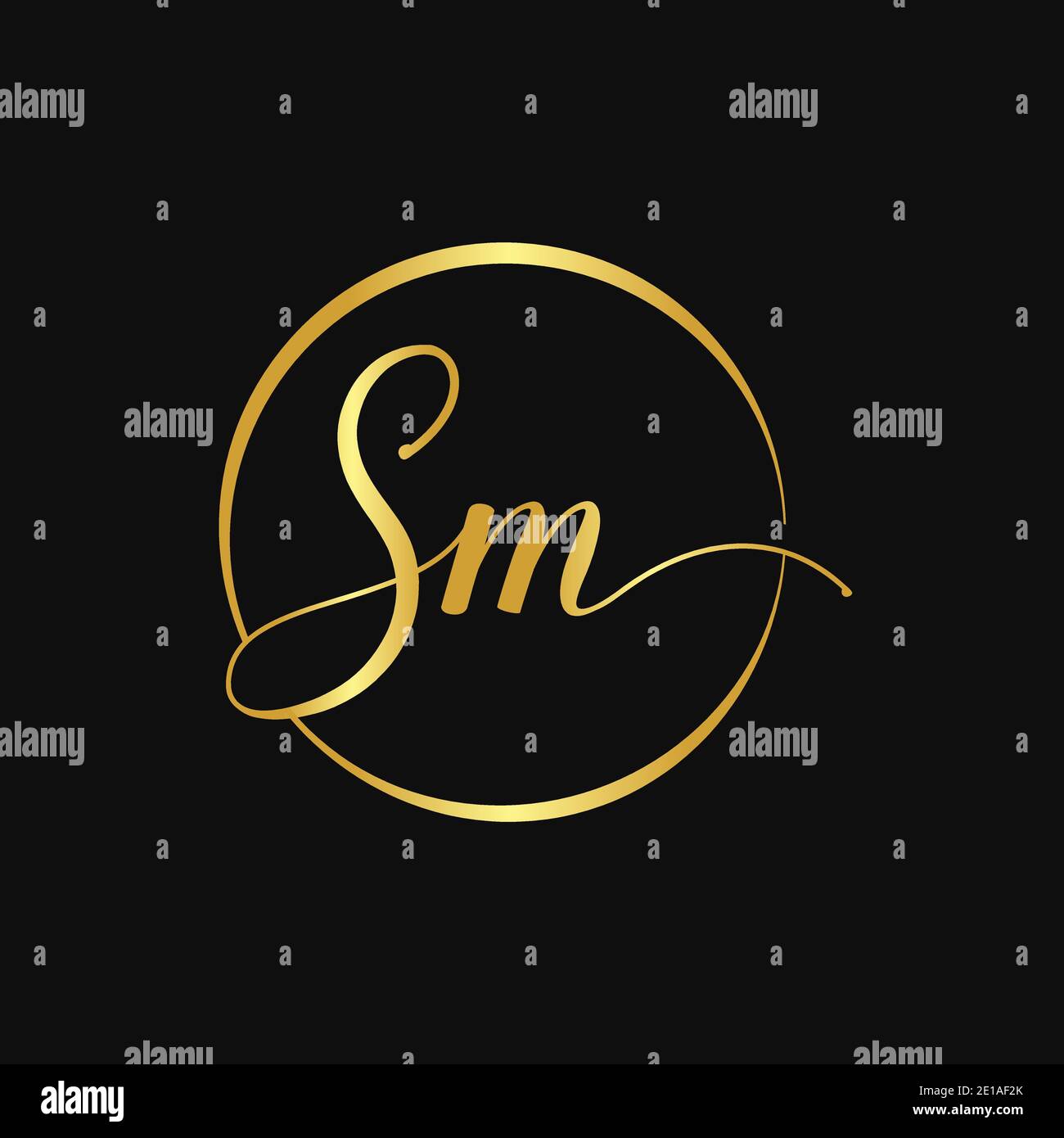 Modello vettoriale iniziale di progettazione del logo della lettera SM. Testo astratto lettera SM logo Design Illustrazione Vettoriale
