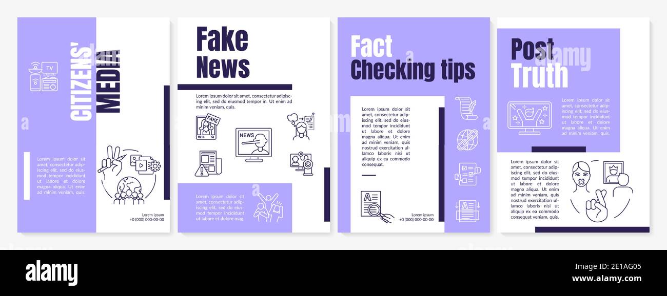 Modello di brochure viola per i media cittadini Illustrazione Vettoriale