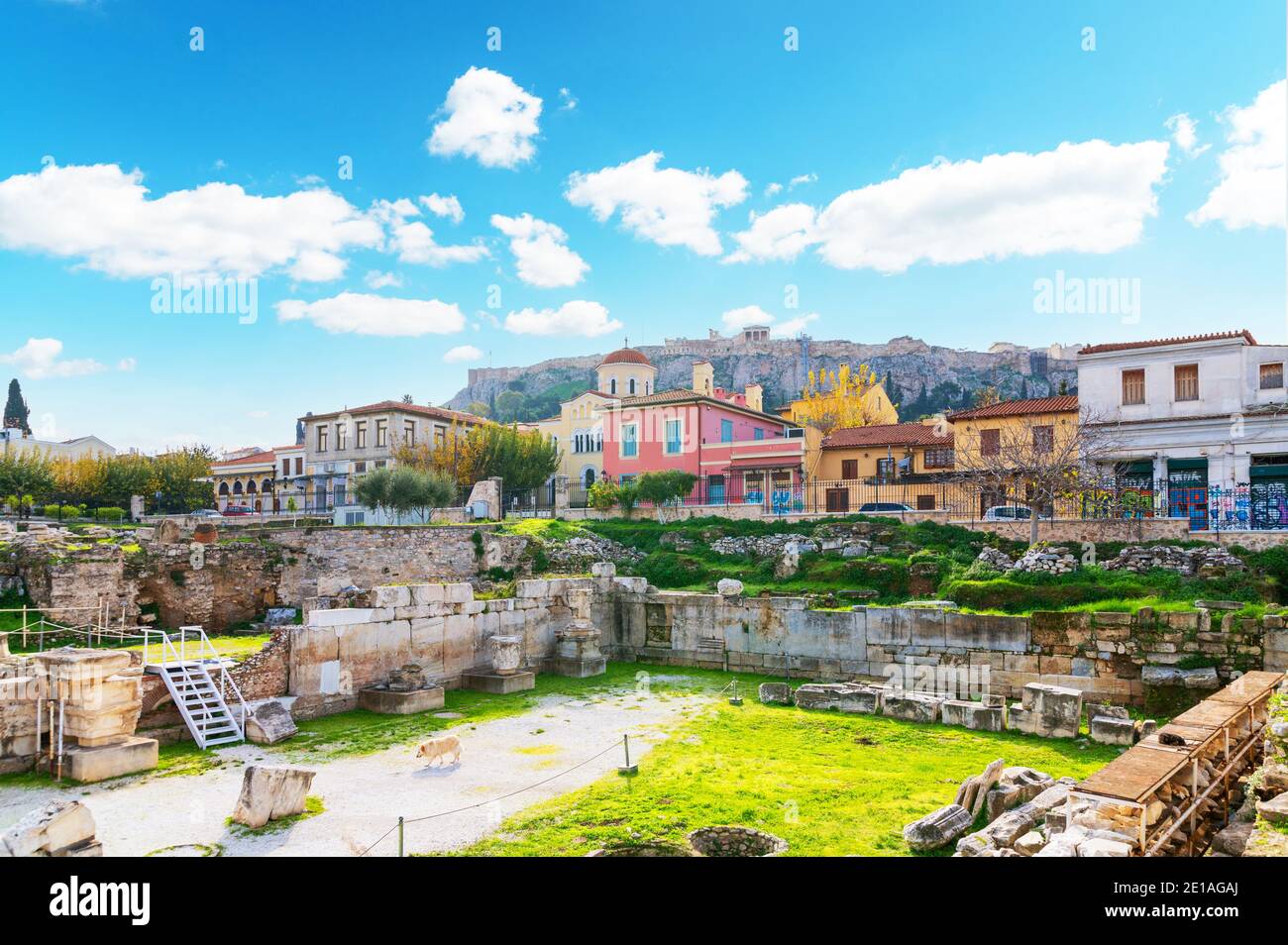 Antico mercato romano sito archeologico ad Atene, Grecia Foto Stock