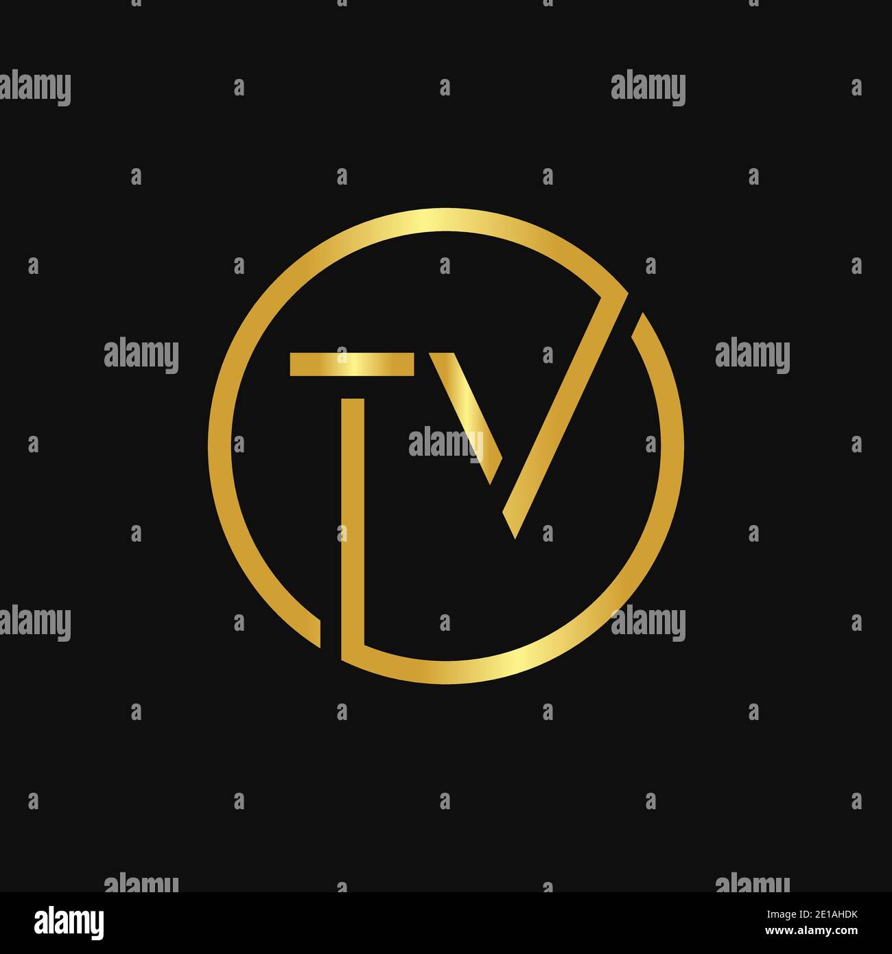 Modello vettoriale di progettazione iniziale della lettera circolare del logo della TV. Design del logo astratto di Letter TV Illustrazione Vettoriale