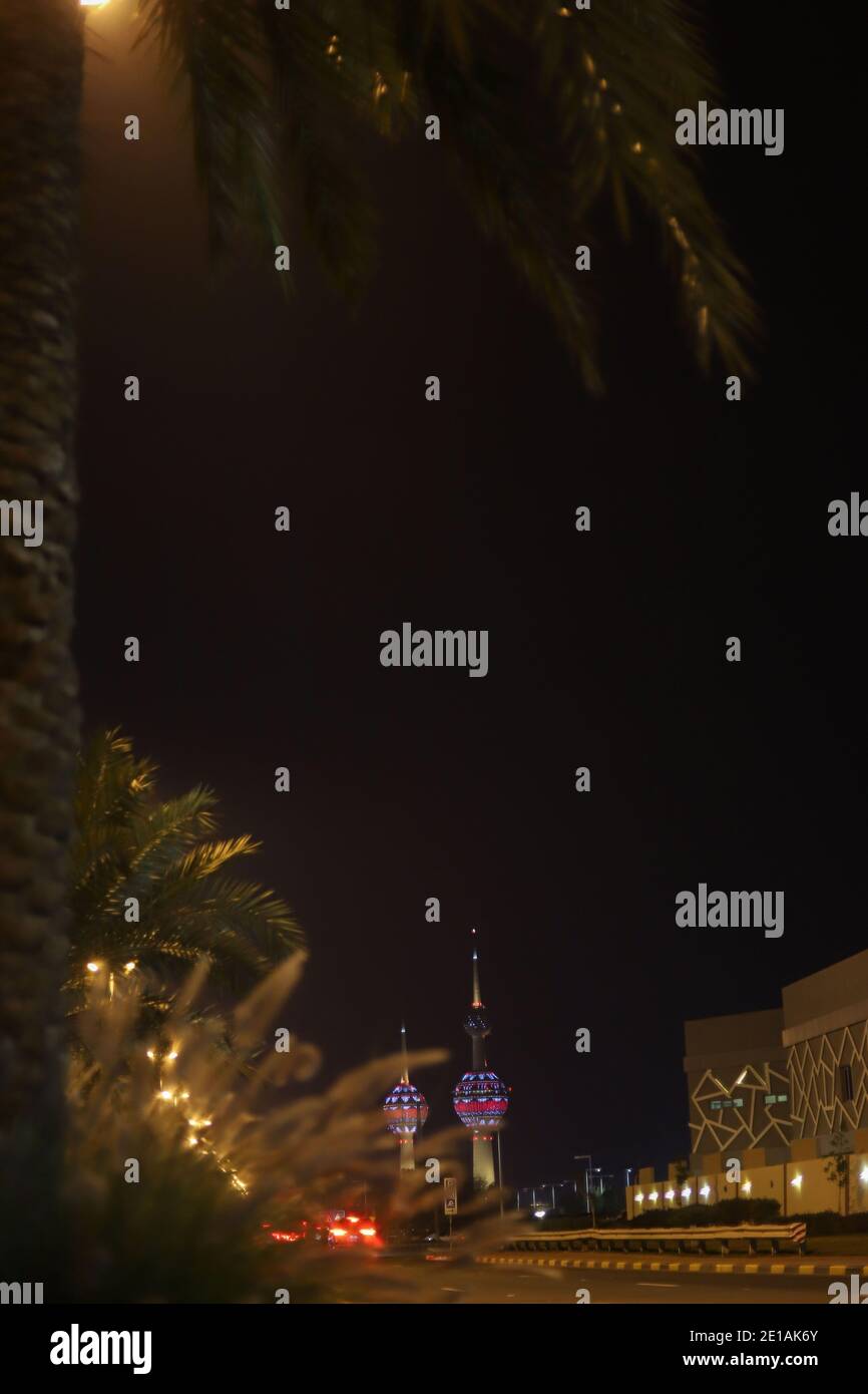 Kuwait City di notte Foto Stock