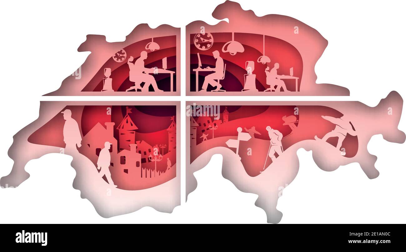 Vector Svizzera in stile arte della carta Illustrazione Vettoriale