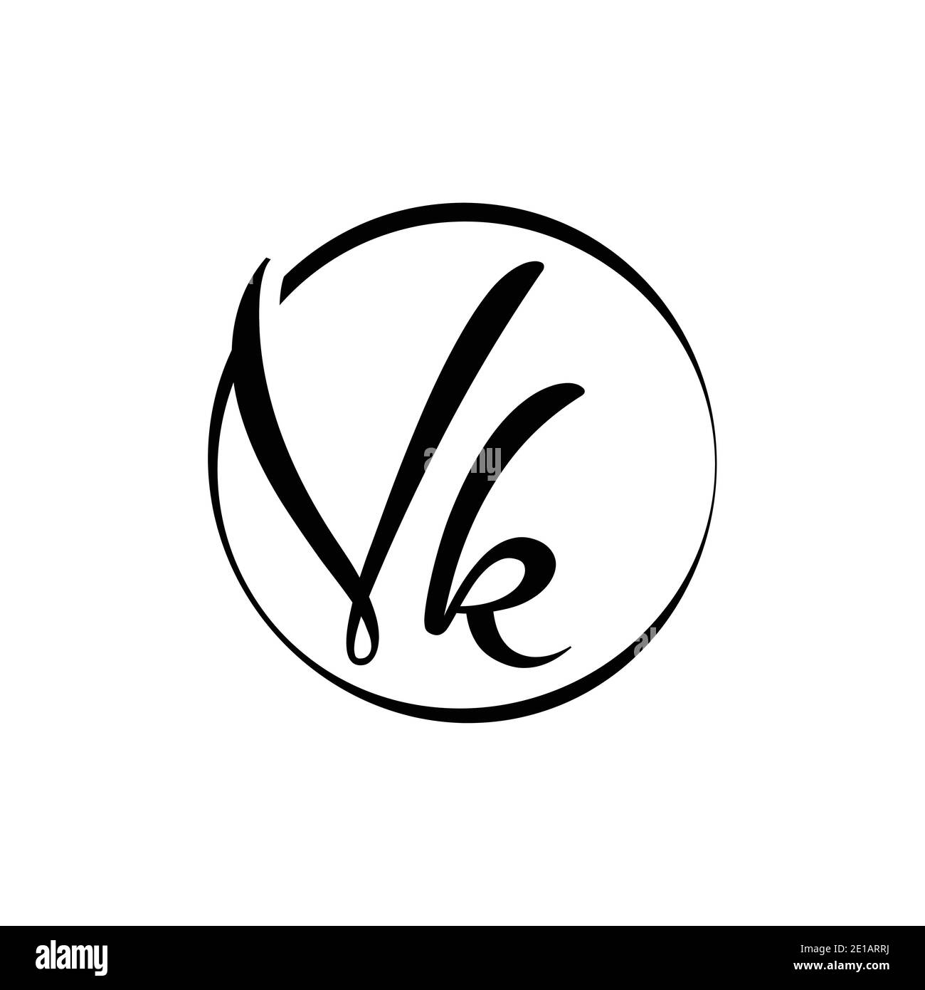 Modello vettoriale di progettazione del logo iniziale della lettera VK. Vettore del logo VK della lettera di script astratta. Illustrazione Vettoriale