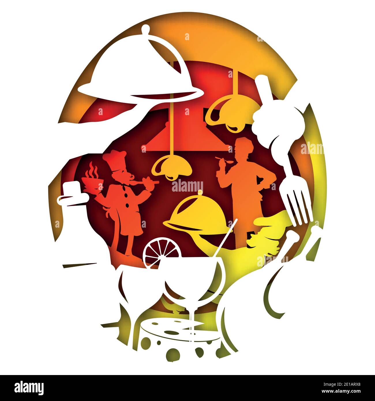 Ristorante Vector in stile arte della carta Illustrazione Vettoriale