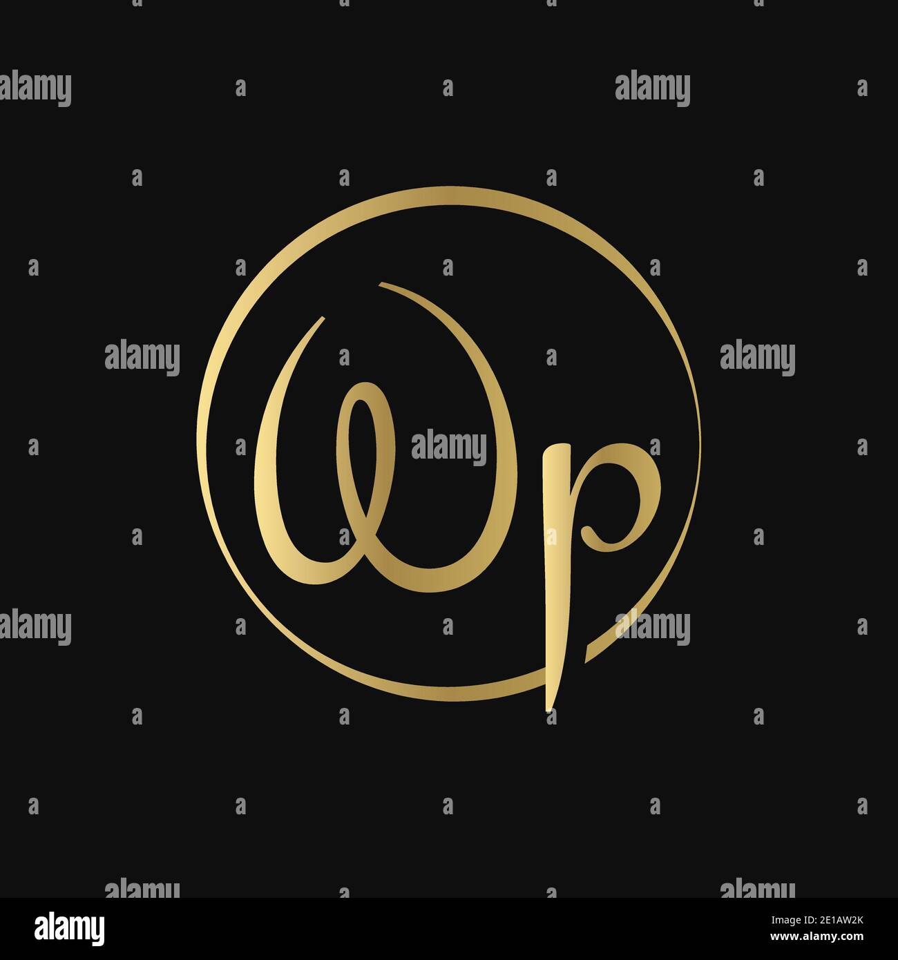 Modello vettoriale creativo WP Letter Logo Design. Testo astratto lettera WP Logo Design Illustrazione Vettoriale