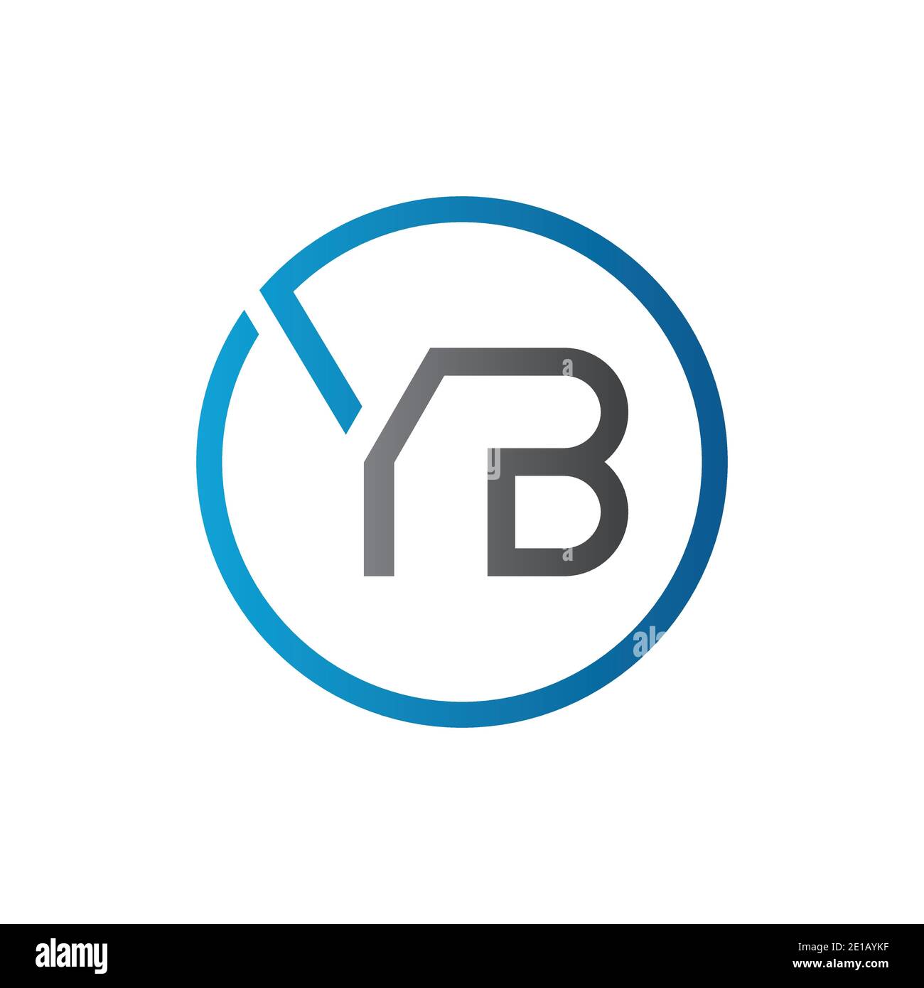 MODELLO vettoriale di progettazione logo YB. Illustrazione vettoriale YB della lettera circolare iniziale Illustrazione Vettoriale