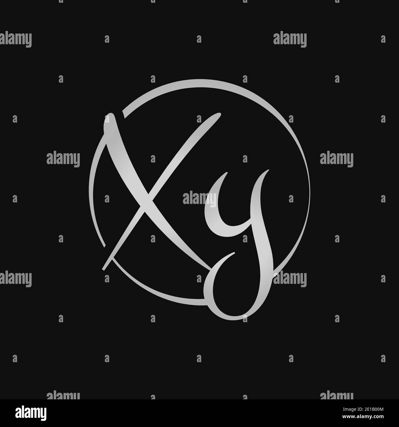 Modello vettoriale di progettazione del logo Creative XY Letter. Progetto iniziale del logo XY della lettera dello script Illustrazione Vettoriale