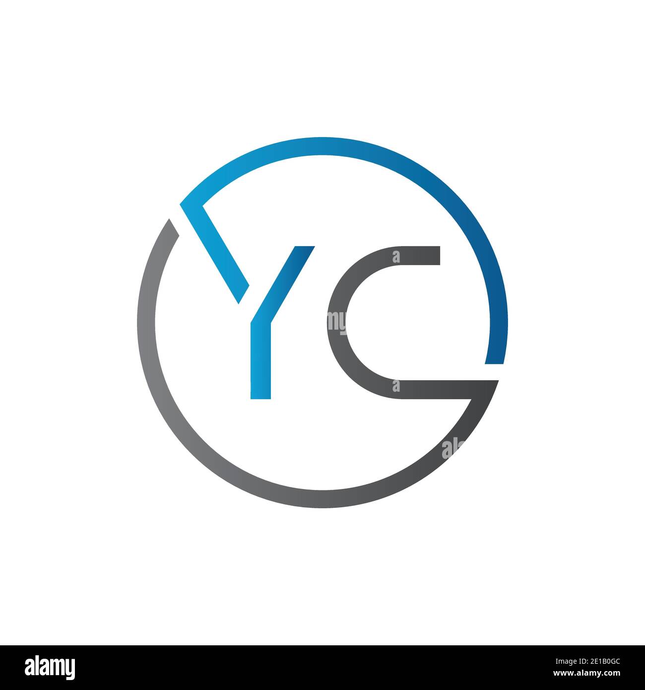 Modello vettoriale di progettazione logo YC. Illustrazione vettoriale YC della lettera circolare iniziale Illustrazione Vettoriale