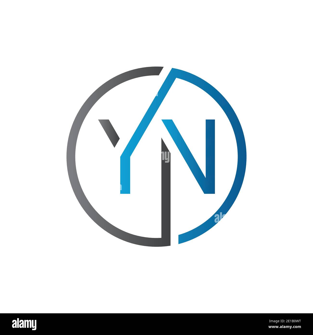 MODELLO vettoriale di progettazione logo YN. Illustrazione vettoriale YN della lettera circolare iniziale Illustrazione Vettoriale