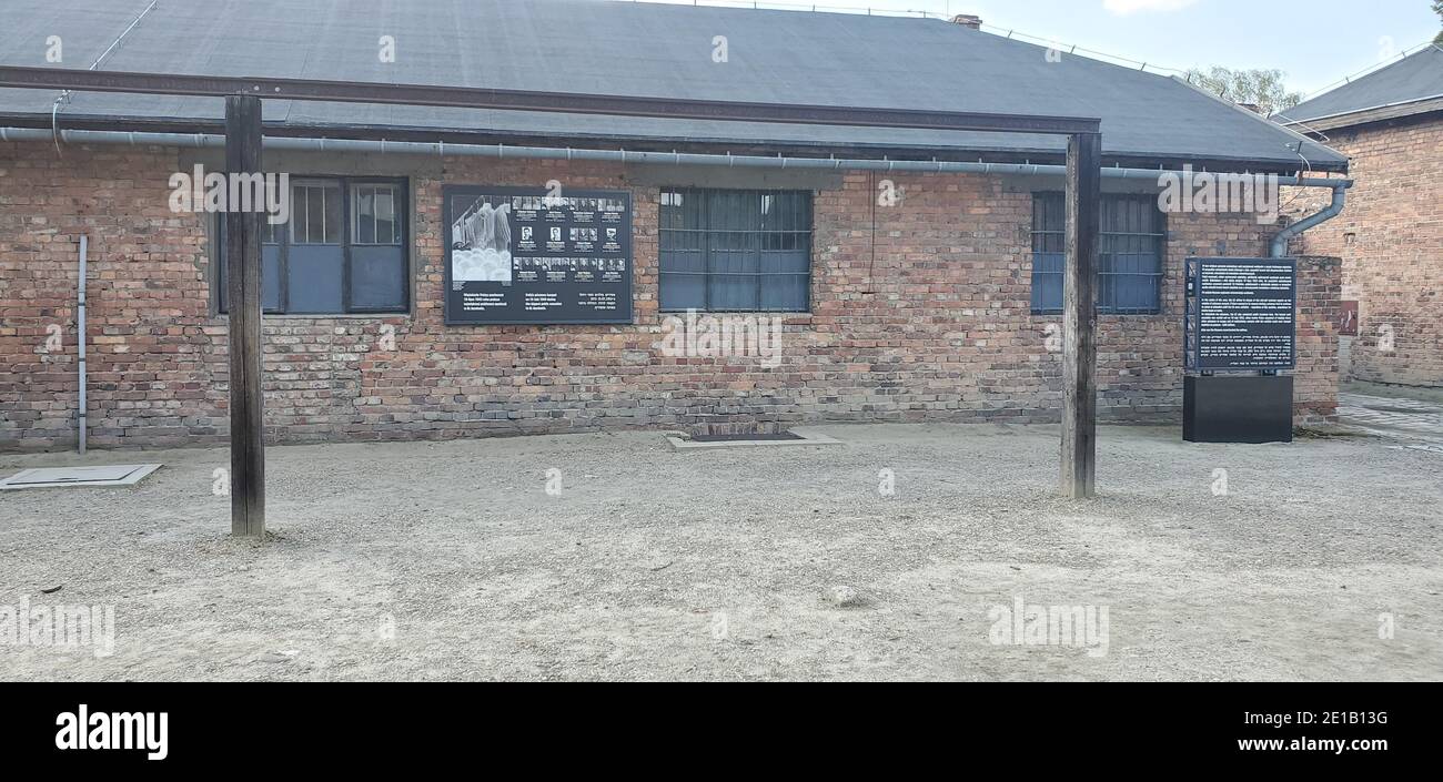 Appellplatz (area per chiamate a appello nominale) ad Auschwitz-Birkenau Foto Stock
