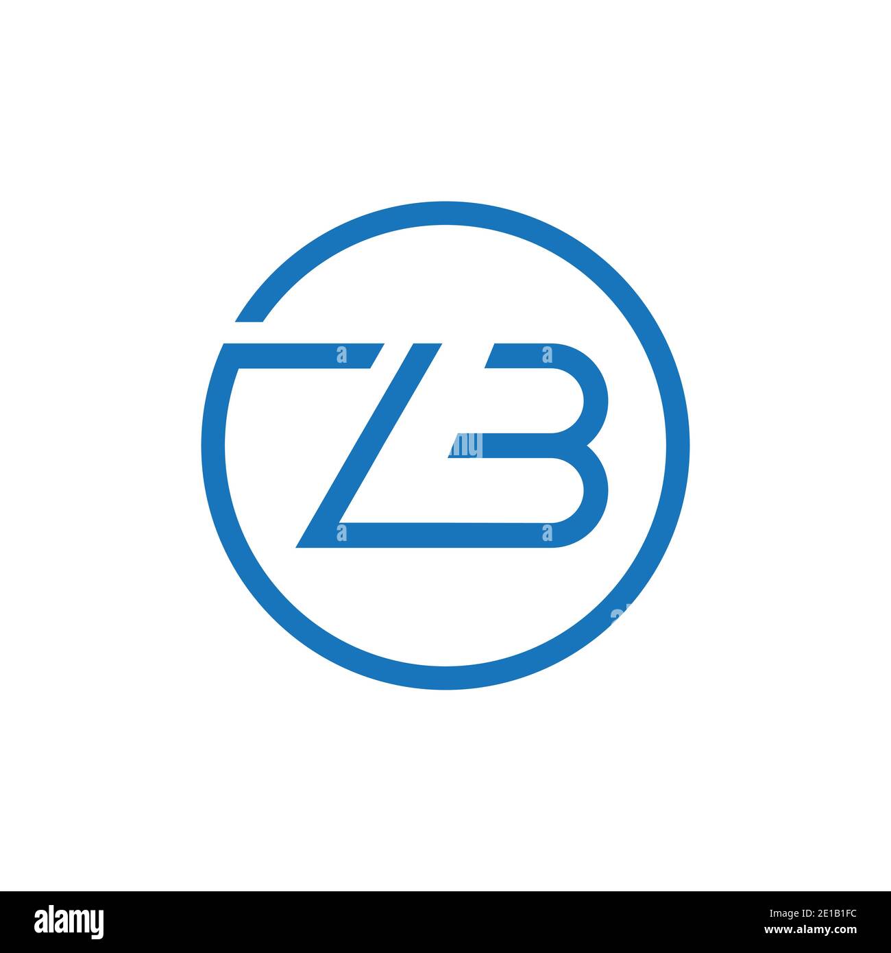 Modello vettoriale per la progettazione del logo ZB. Illustrazione vettoriale ZB della lettera circolare iniziale Illustrazione Vettoriale