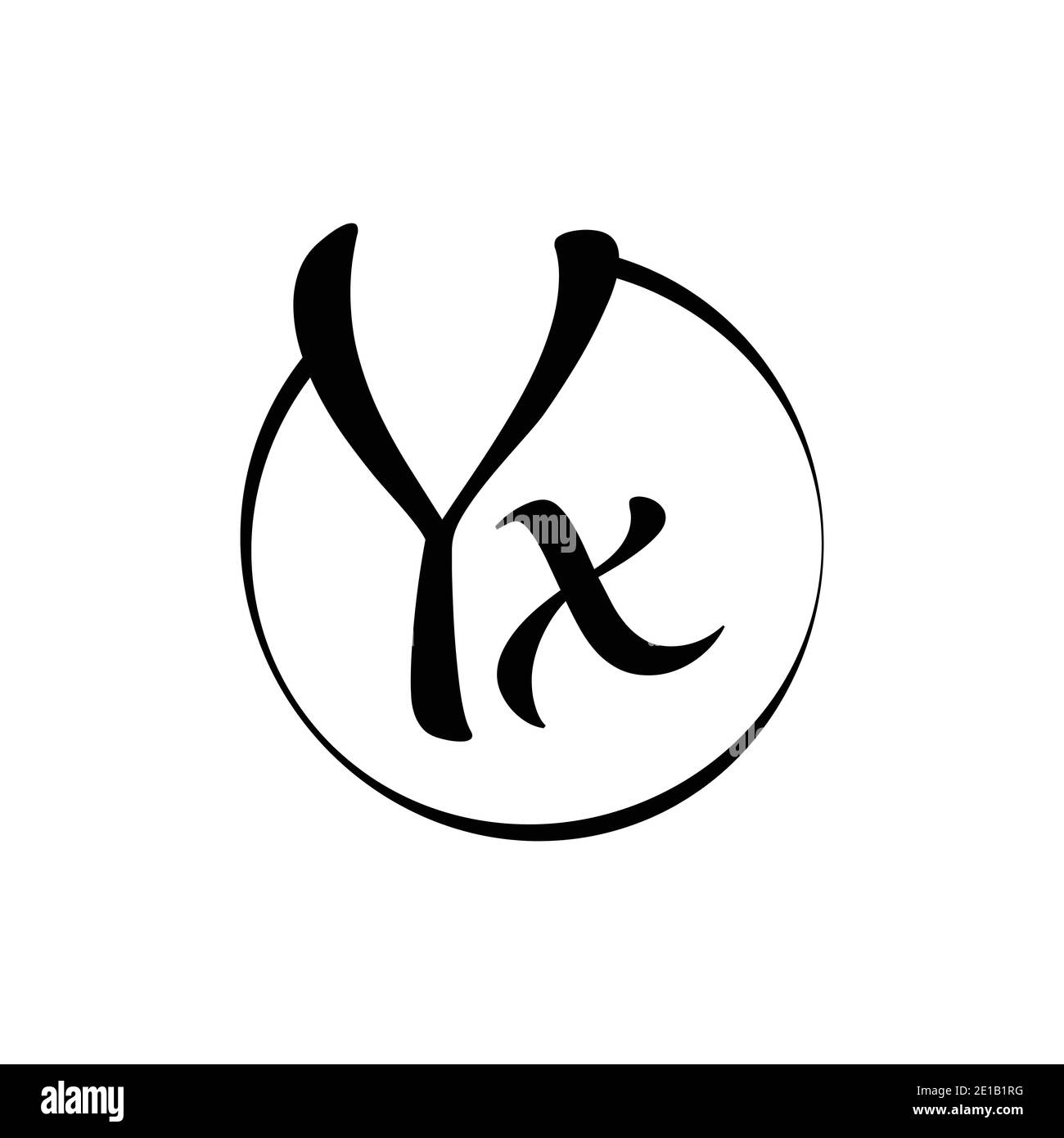 Modello vettoriale di progettazione logo YX Letter. Illustrazione vettoriale YX della lettera astratta dello script Illustrazione Vettoriale