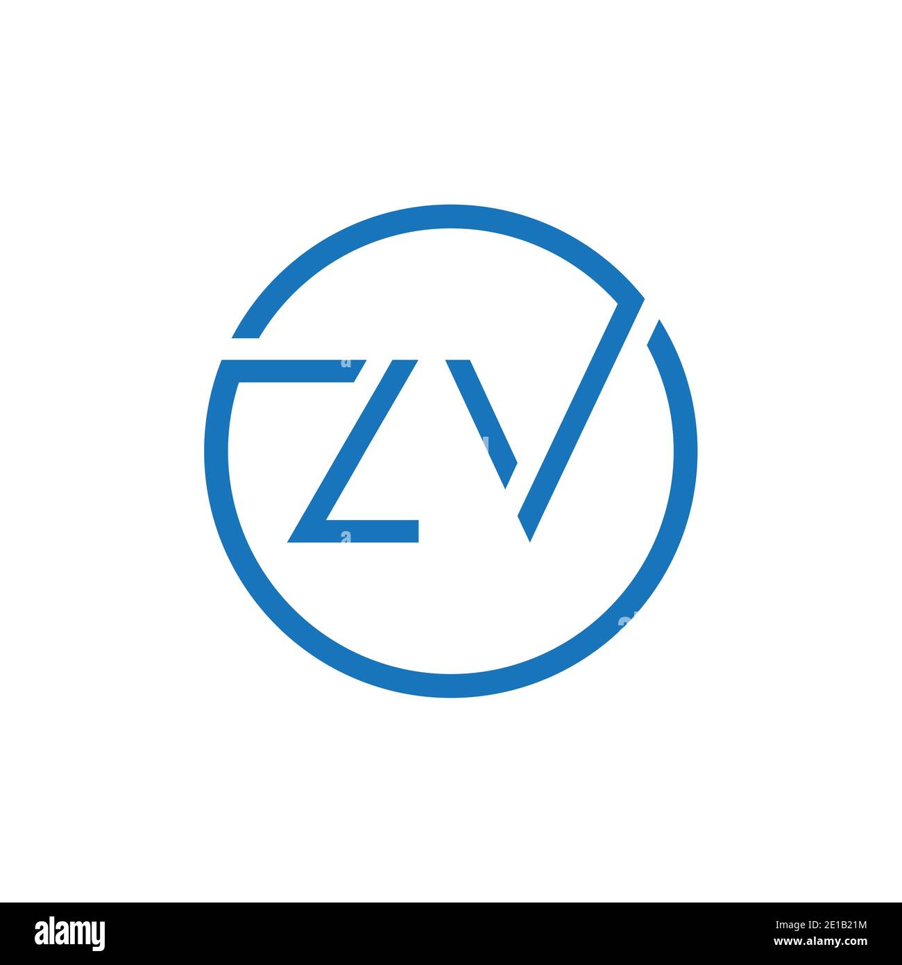 Modello vettoriale per la progettazione del logo ZV. Illustrazione vettoriale ZV della lettera circolare iniziale Illustrazione Vettoriale