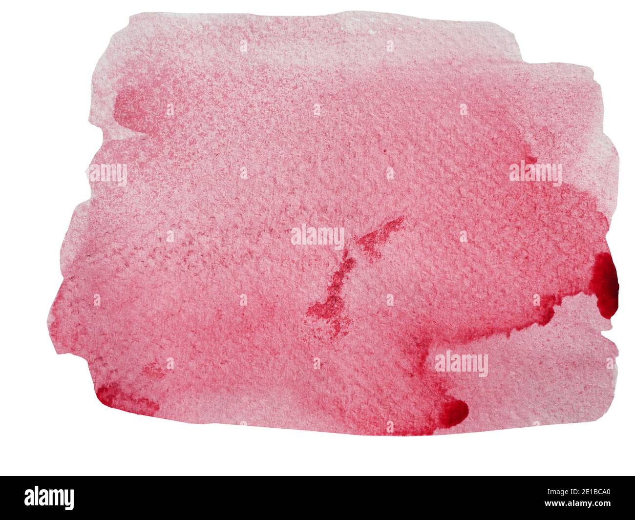 Tratto acquerello e spray su carta bianca, sfondo astratto disegnato a mano colore rosa liquido gocciolamento isolato su sfondo bianco Foto Stock