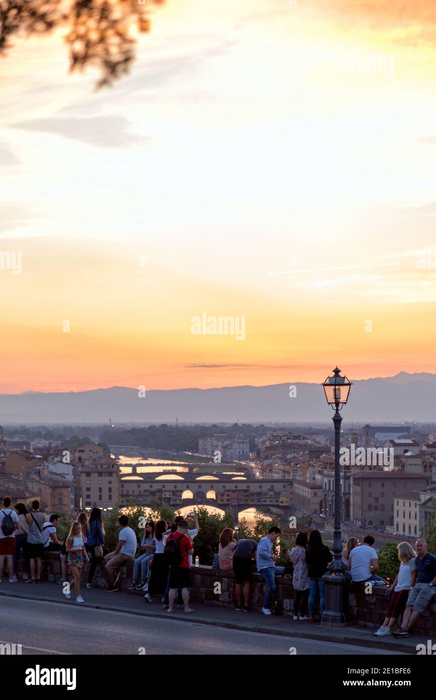 Tramonto su Firenze, Toscana, Italia Foto Stock