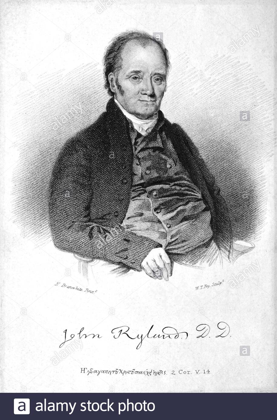 John Ryland Portrait, 1753–1825, è stato un ministro Battista inglese e scrittore religioso, illustrazione d'epoca del 1809 Foto Stock