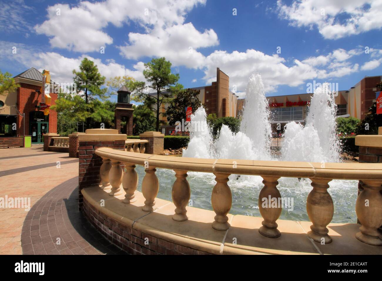 Un primo piano di Centennial Fountain nella plaza di Bricktown nel centro di Oklahoma City. Foto Stock