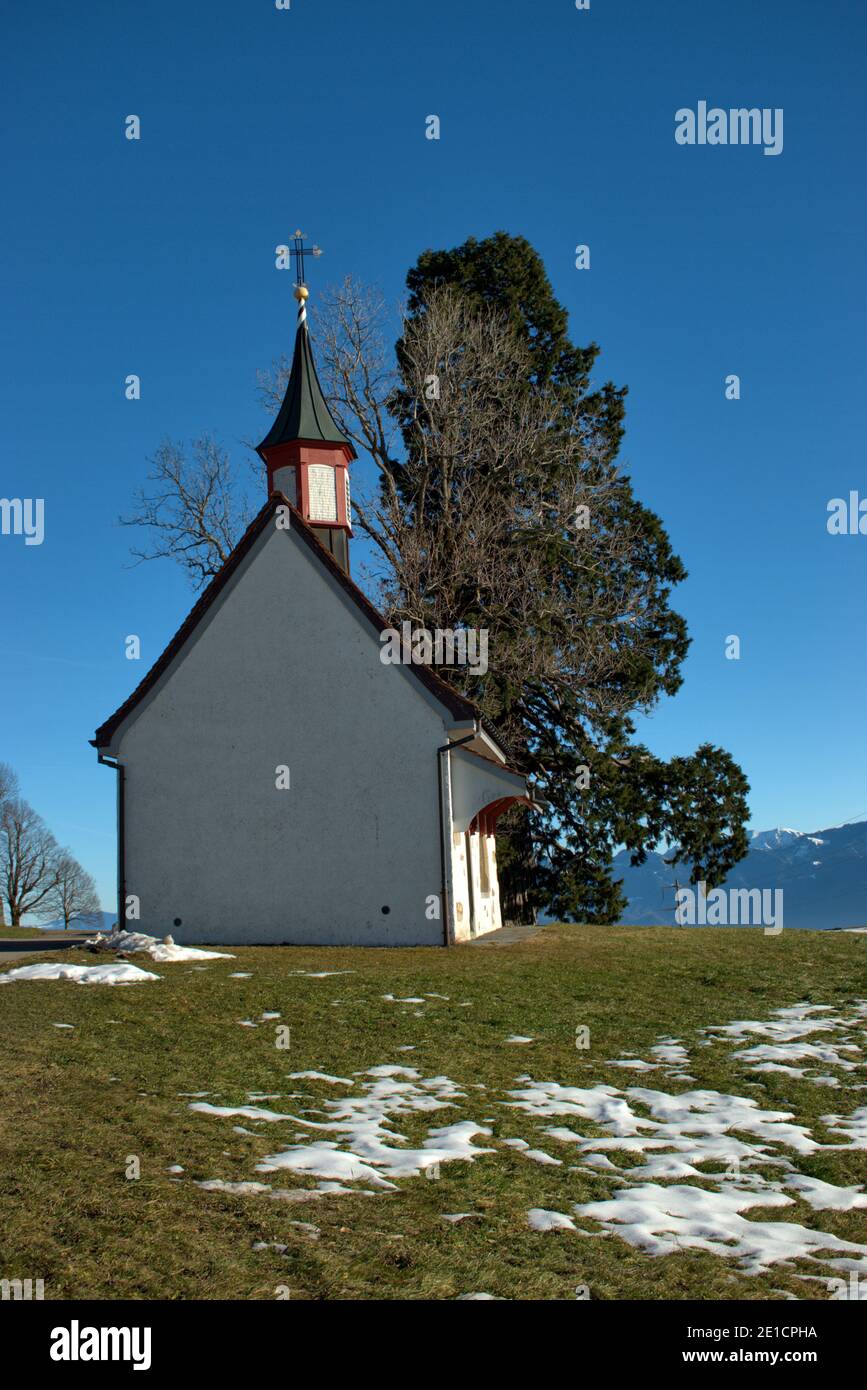 Piccola cappella a Gais in Svizzera 18.12.2020 Foto Stock