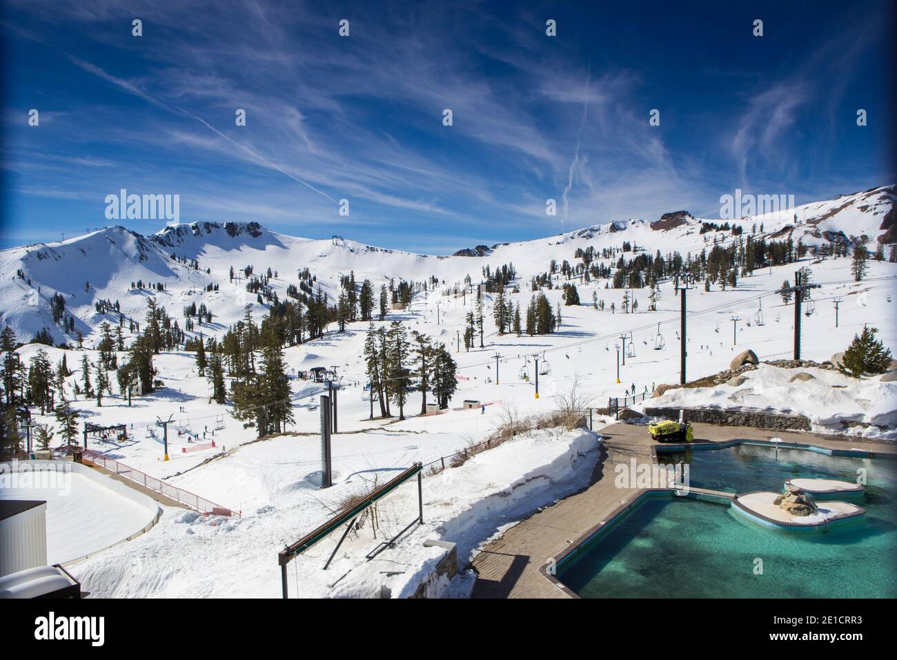 High Camp in inverno, Squaw Valley, California, USA Foto Stock