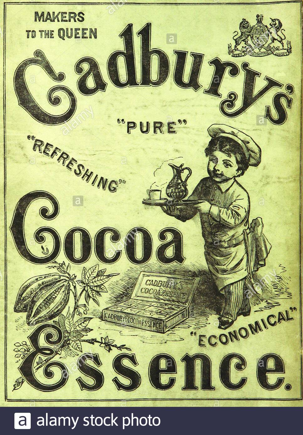 Epoca vittoriana, Cocoa di Cadbury, pubblicità vintage dal 1882 Foto Stock