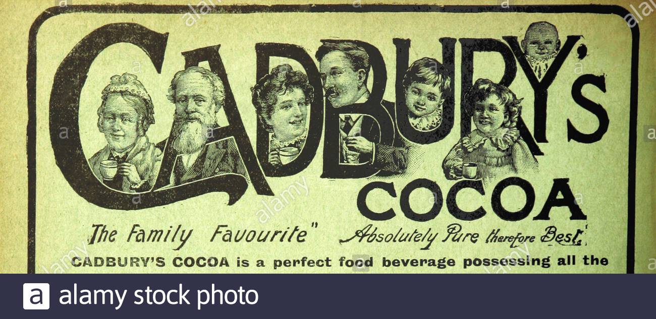 Epoca vittoriana, Cocoa di Cadbury, pubblicità vintage dal 1892 Foto Stock