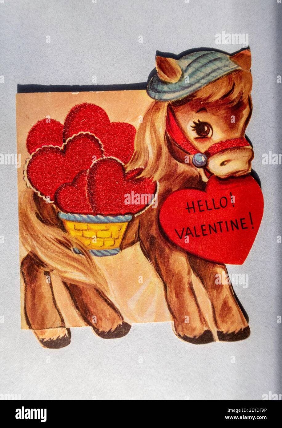 Biglietto d'auguri per San Valentino d'epoca, USA Foto Stock