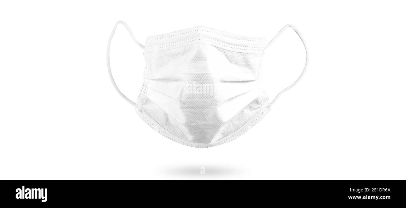 Maschera chirurgica tipica per coprire bocca, naso. Concetto di protezione contro il coronavirus. Foto Stock