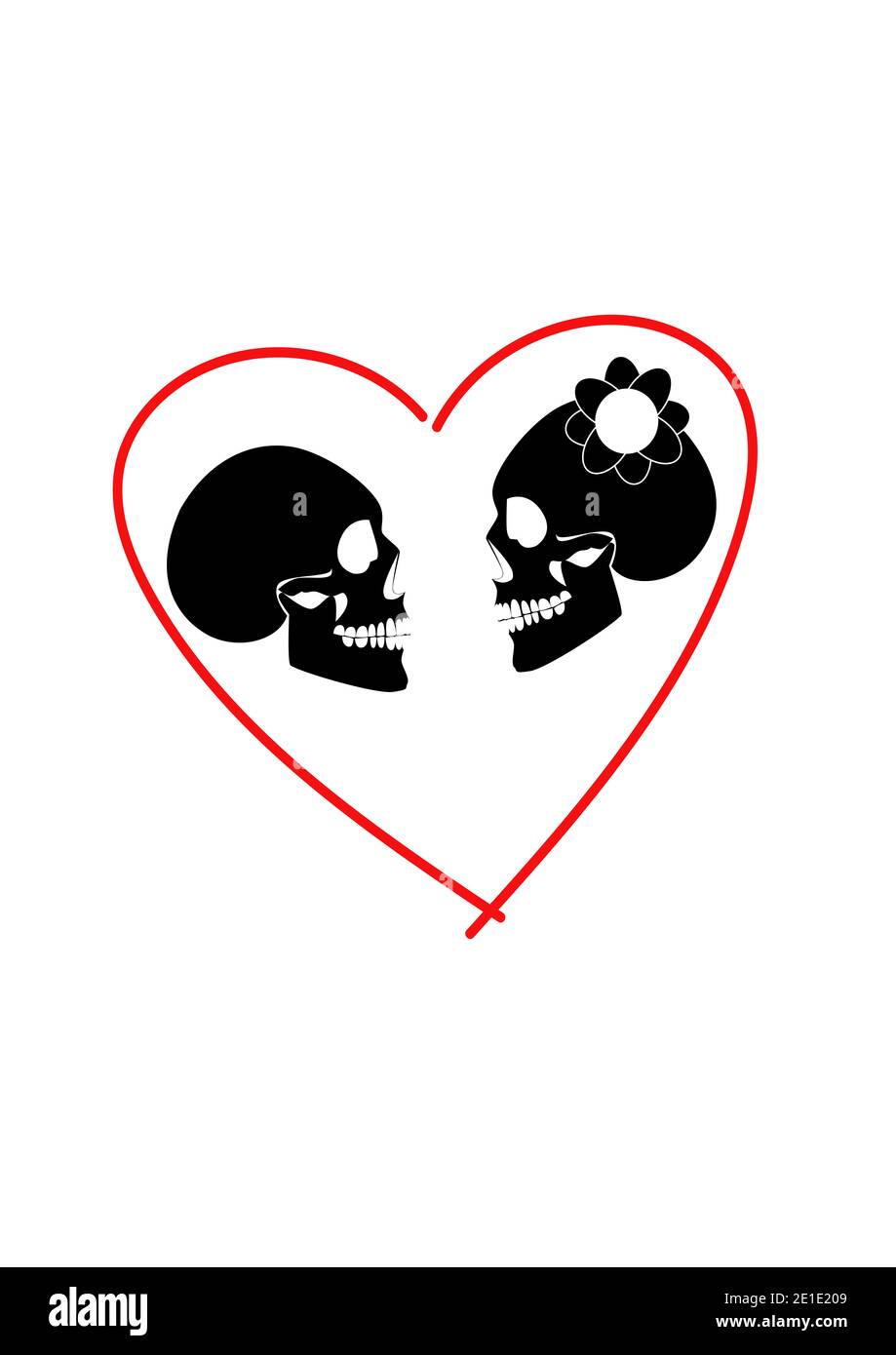 Cranio icona matrimonio coppia sfondo nel cuore Foto Stock