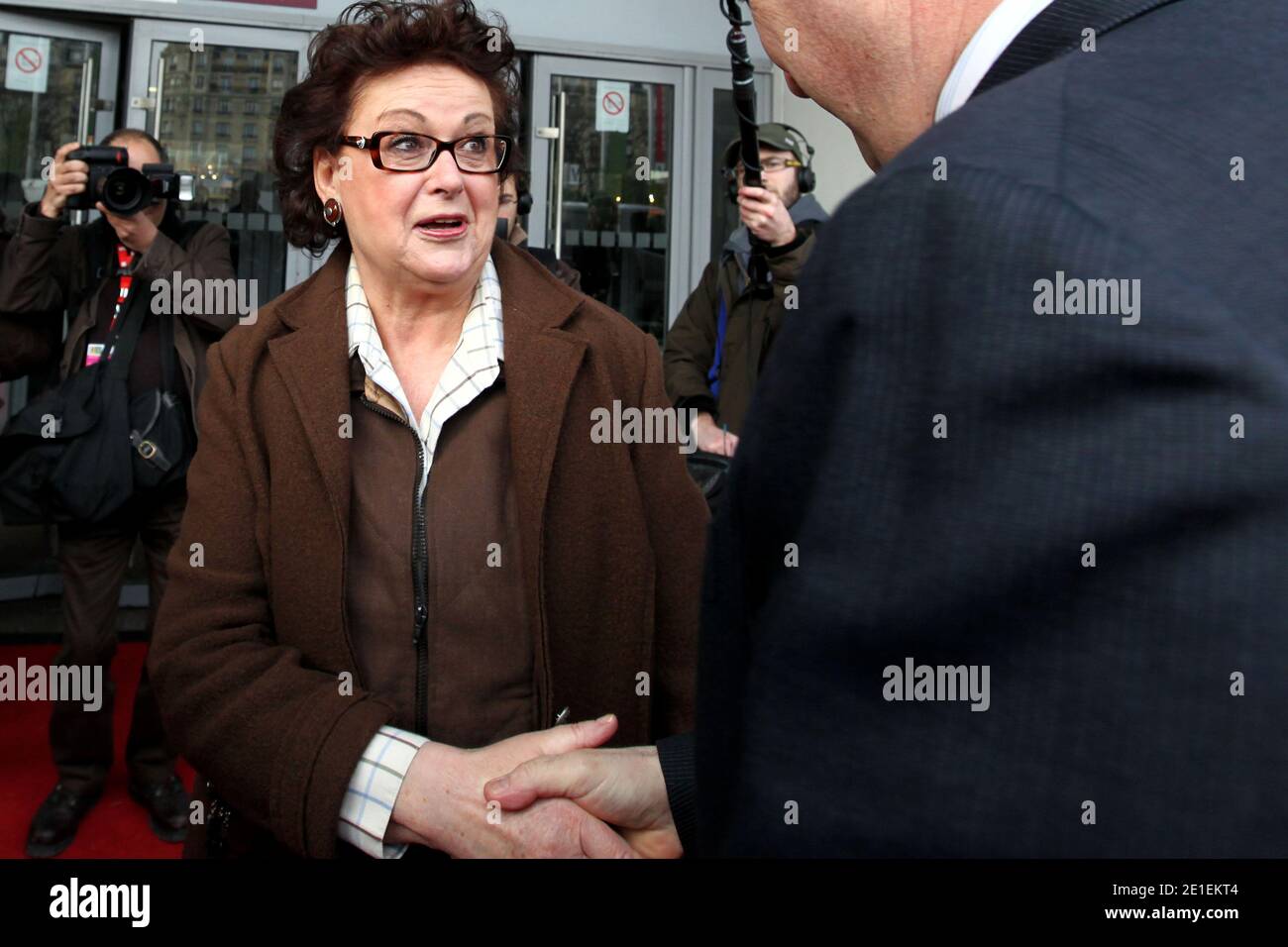 Ex ministro francese e presidente del Partito democratico cristiano (parti Chretien-Democrate), Christine Boutin è raffigurato prima della sua visita alla Fiera Internazionale dell'Agricoltura tenutasi a Porte de Versailles, a Parigi, in Francia, il 22 febbraio 2011. Foto di Stephane Lemouton/ABACAPRESS.COM Foto Stock