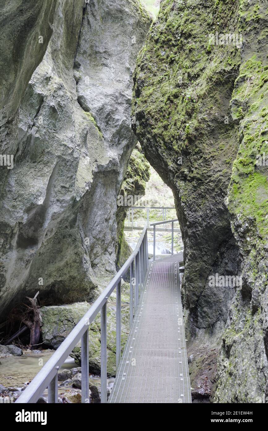 Formazioni di pietra nel Canyon di Janosik (diery di Janosikove) vicino Terchova, Slovacchia Foto Stock