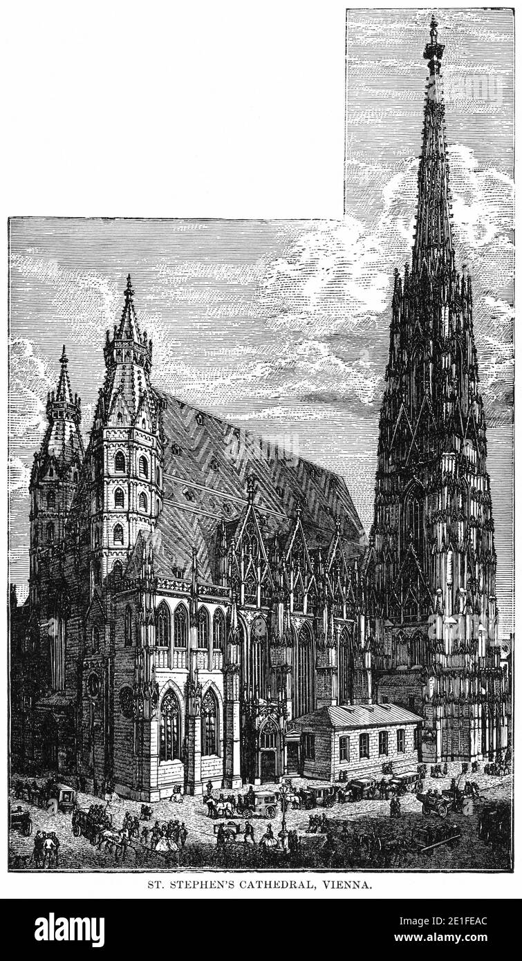 Cattedrale di Santo Stefano, Vienna, Illustrazione, Storia del mondo di Ridpath, Volume III, di John Clark Ridpath, LL. D., Merrill & Baker Publishers, New York, 1897 Foto Stock