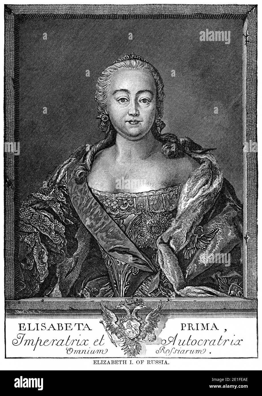 Elisabetta i di Russia, Illustrazione, Storia del mondo di Ridpath, Volume III, di John Clark Ridpath, LL. D., Merrill & Baker Publishers, New York, 1897 Foto Stock