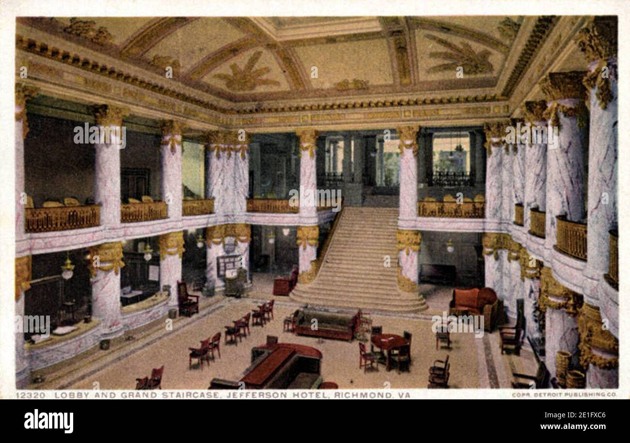Lobby e Grand Staircase. Jefferson Hotel. Foto Stock