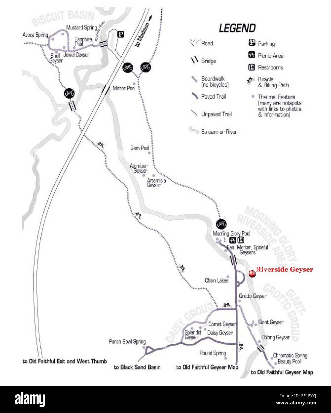 Posizione di Riverside Geyser Northern Section Upper Geyser Basin. Foto Stock