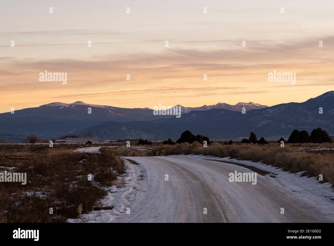 Paesaggi panoramici al tramonto del New Mexico settentrionale Foto Stock