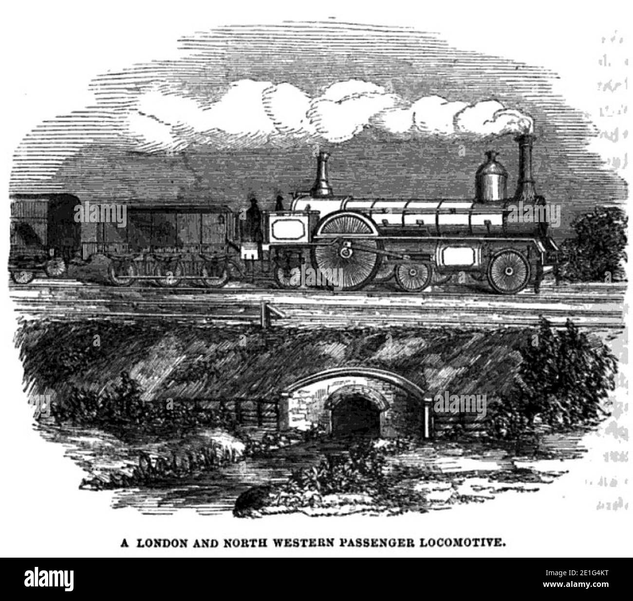 Locomotiva per passeggeri di Londra e del Nord Ovest - illustrazione del 1852 circa. Foto Stock