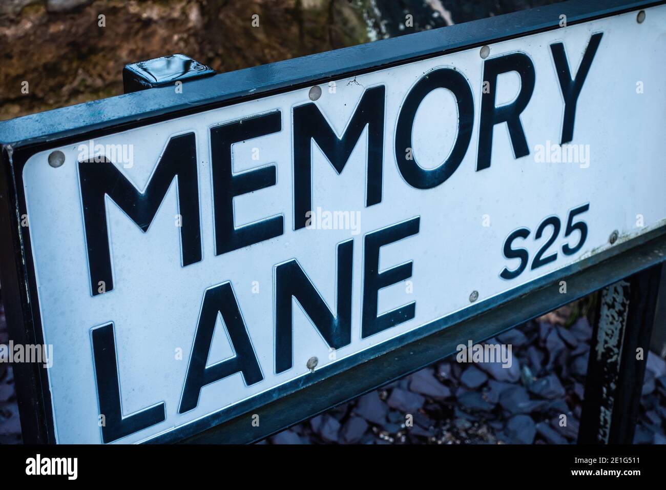 Cartello con il nome della strada, chiamato Memory Lane. Foto Stock