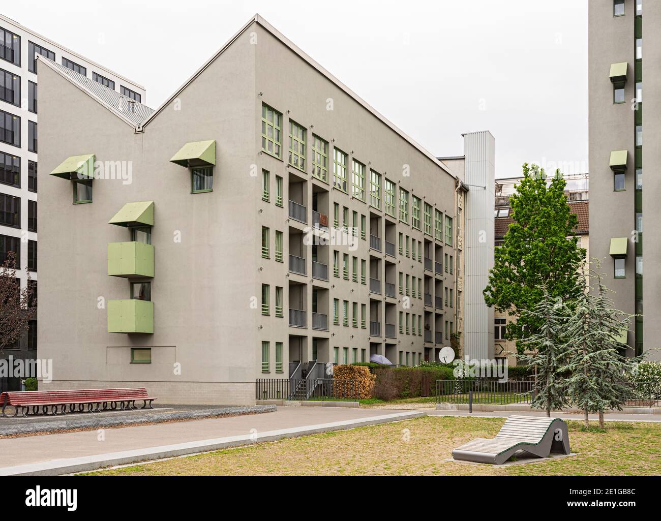 Vista esterna della torre Kreuzberg, IBA Social Housing, Berlino, Germania. Foto Stock
