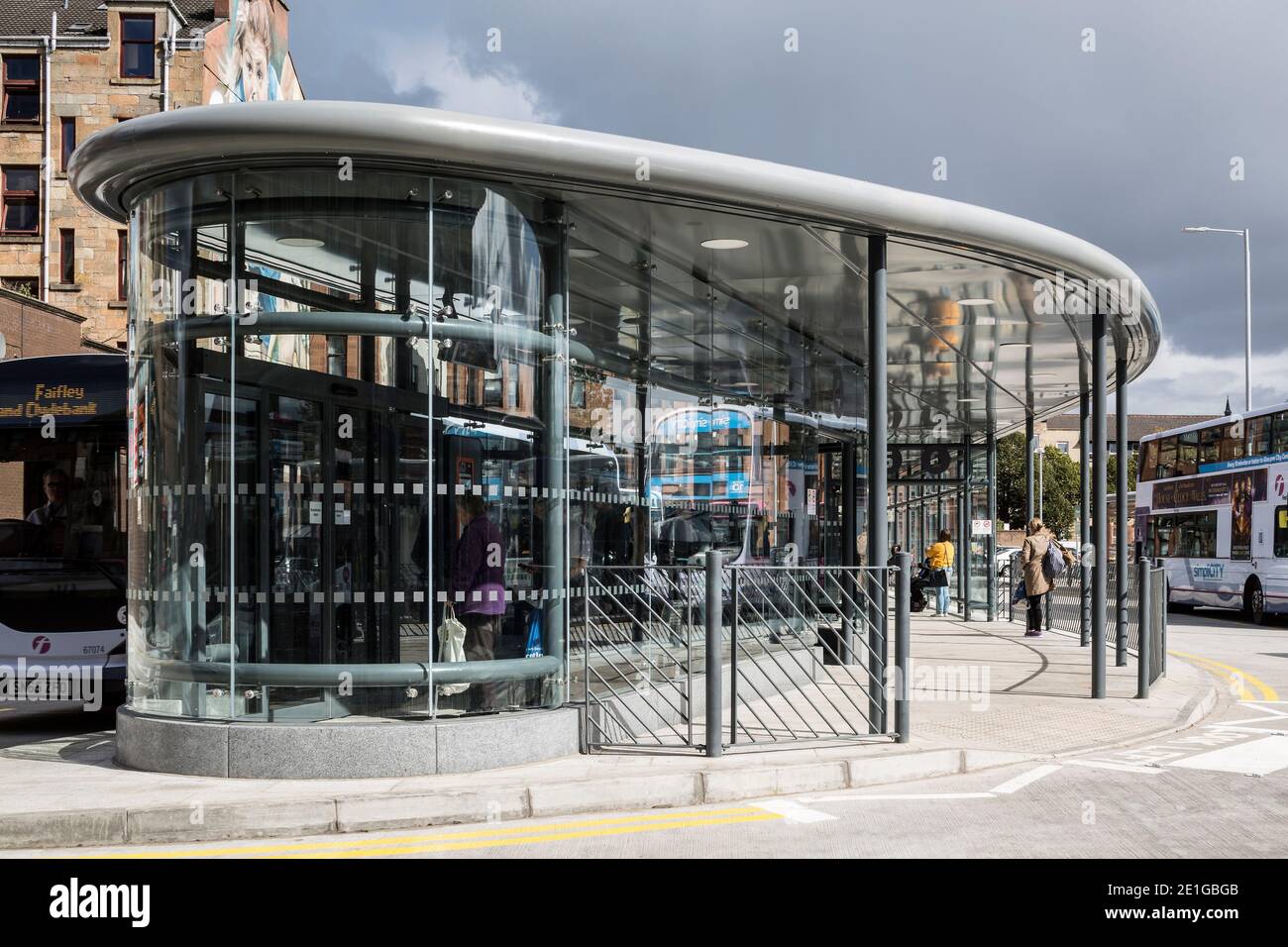Partick Interchange, una nuova stazione degli autobus presso il centro di trasporti integrato di Glasgow, Scozia, Regno Unito. Foto Stock