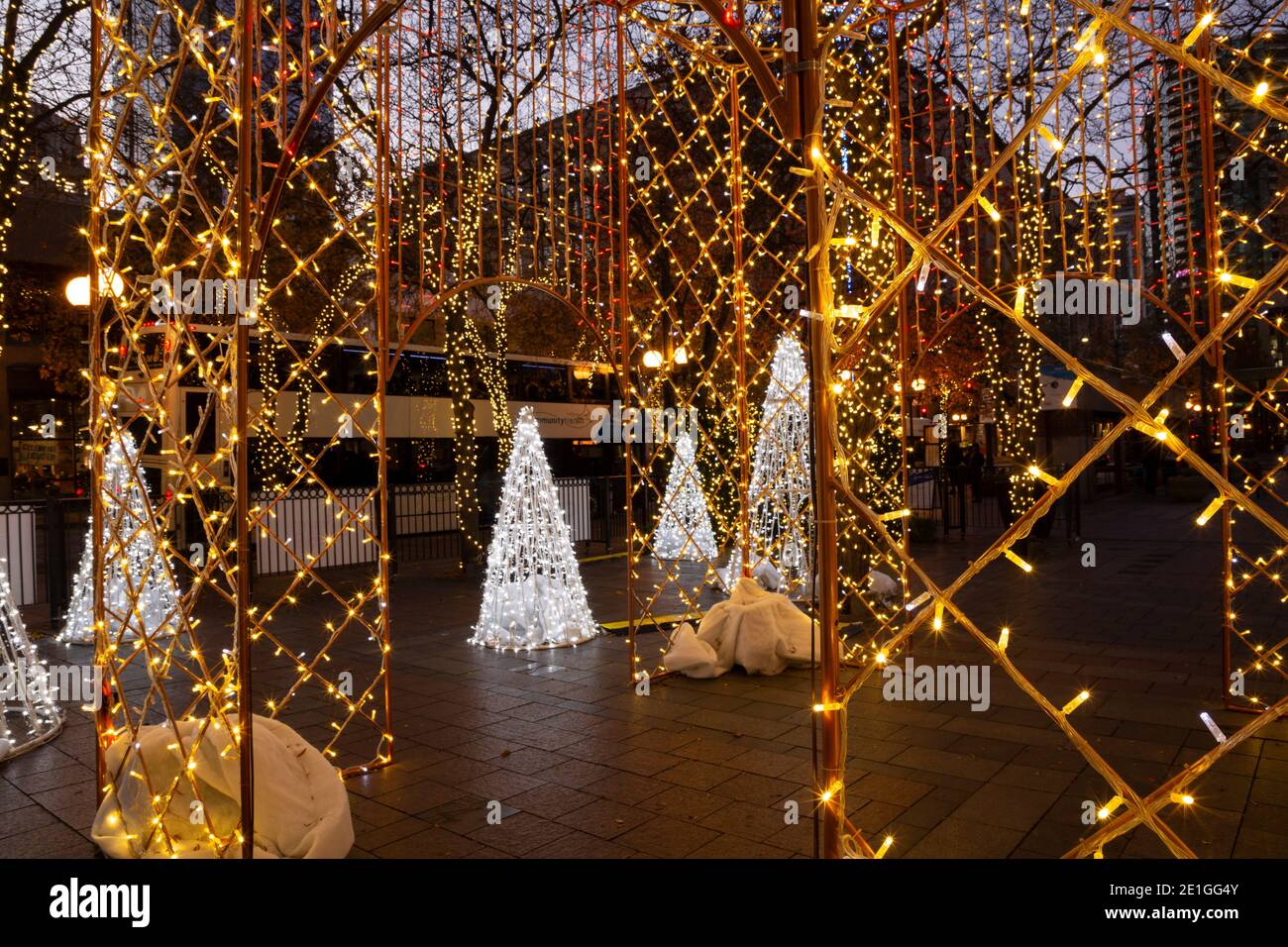 WA19022-00...WASHINGTON - struttura per una delle installazioni nella mostra Winter Lights al Westlake Park di Seattle. Foto Stock