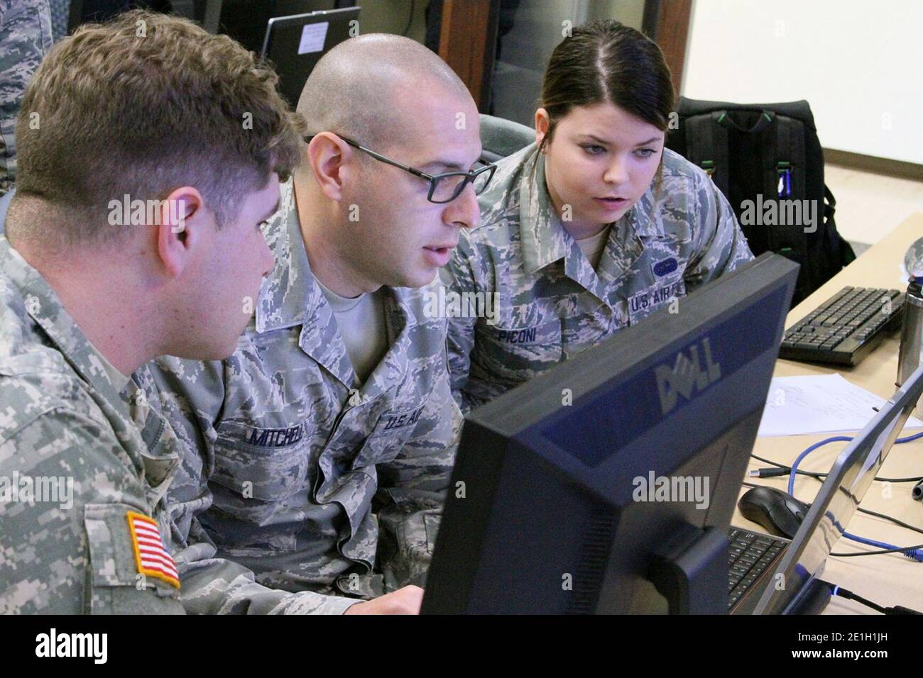 Addestramento informatico della Louisiana National Guard. Foto Stock