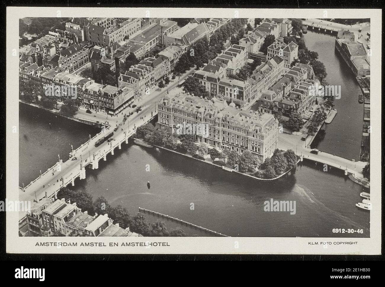 Luchtfoto Met de Amstel en het Amstel Hotel, Prof. Tulplein, Foto Stock