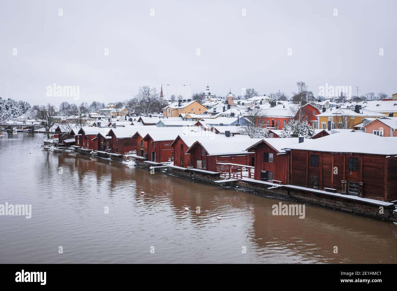 La città di Porvoo in Finlandia in inverno. Foto Stock