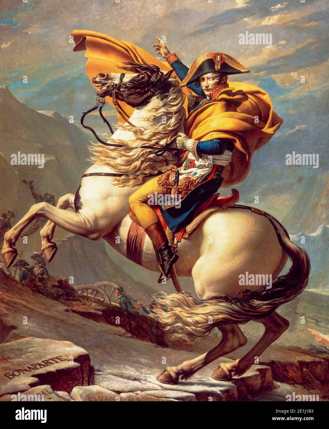 Napoleone che attraversa le Alpi (Malmaison), ritratto equestre di Jacques-Louis David, 1800 Foto Stock
