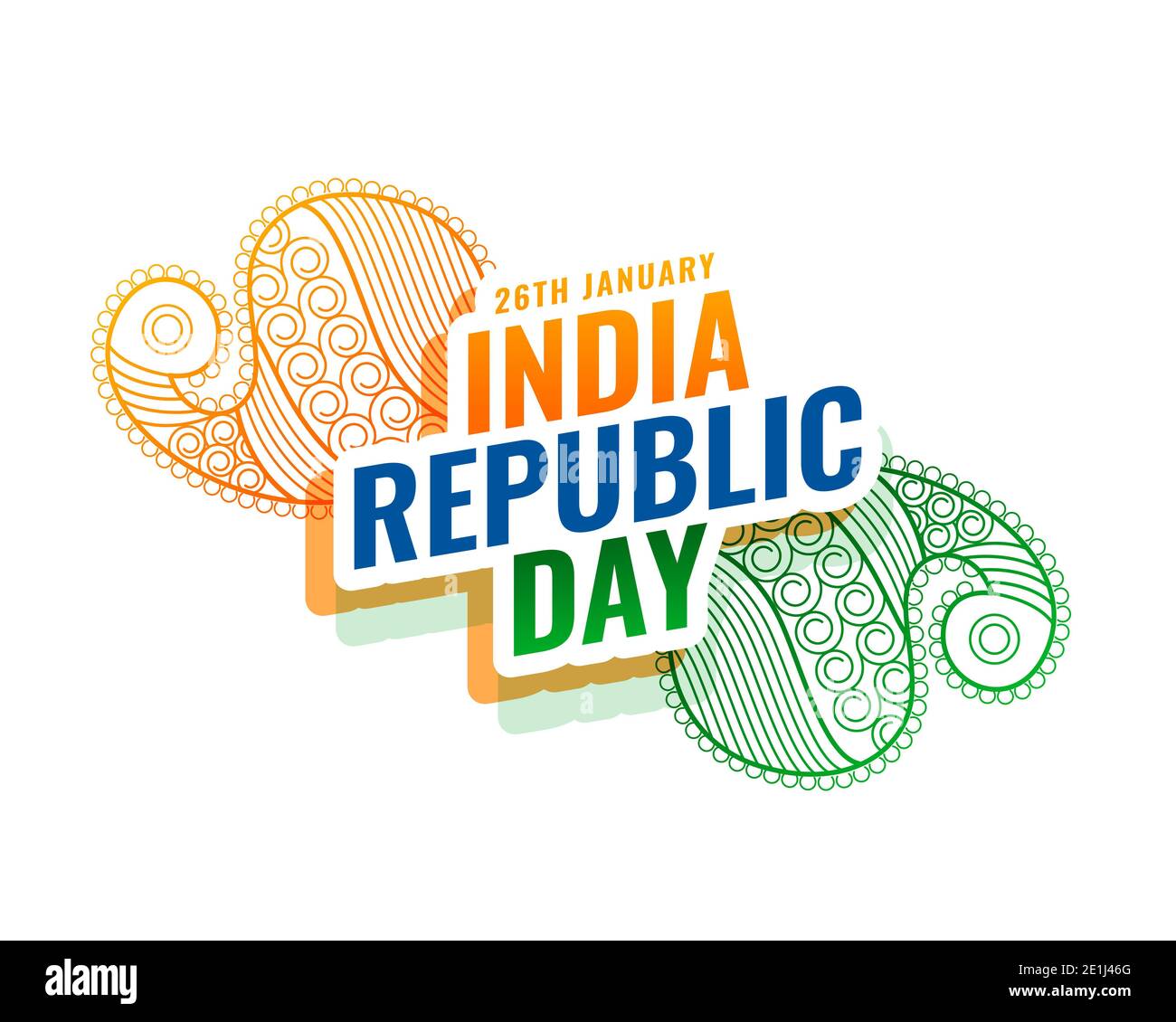 Giornata creativa della Repubblica indiana sfondo, auguri, saluto Foto Stock