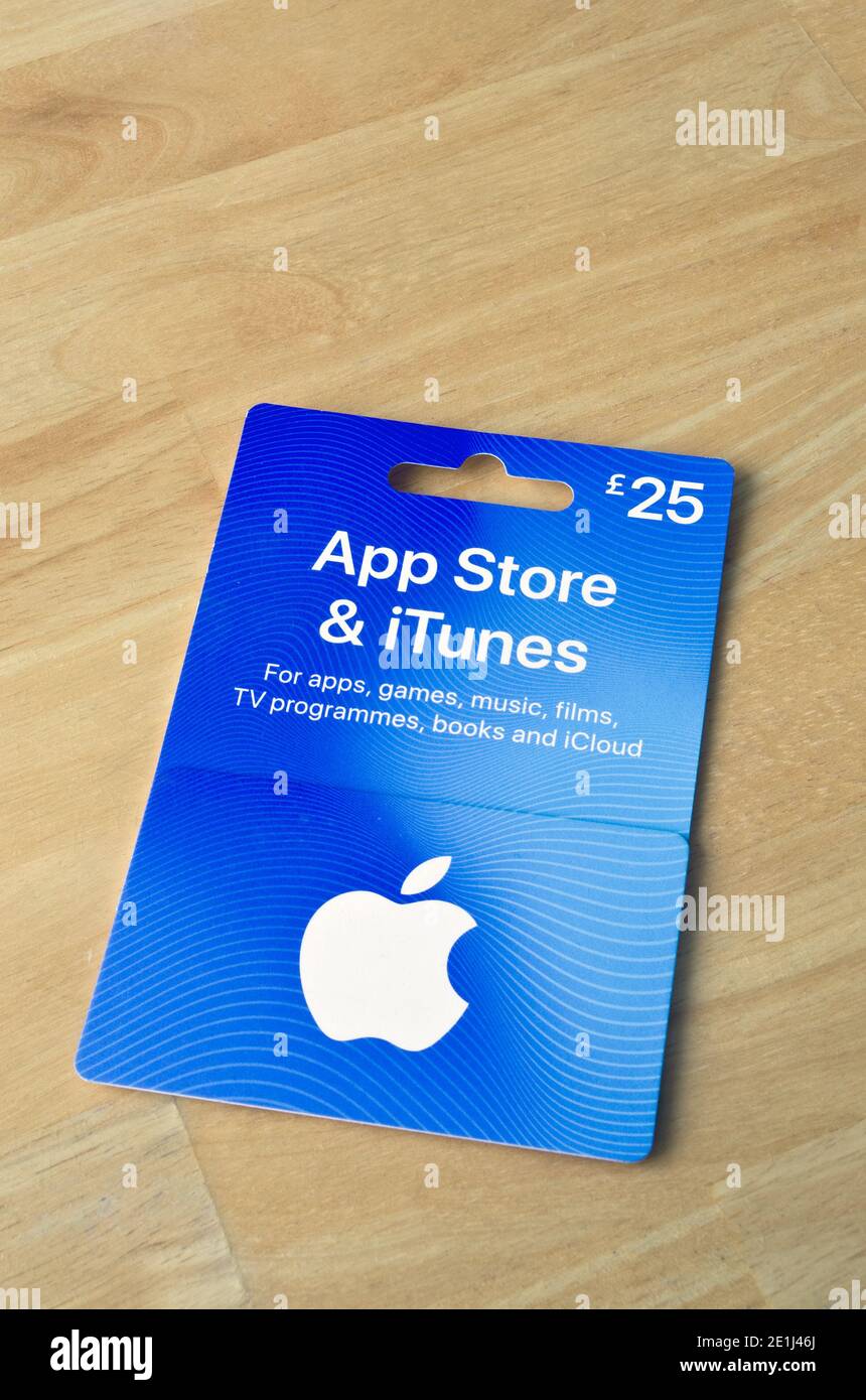 £25 Apple App Store e carta regalo, gettone o voucher iTunes, Regno Unito Foto Stock