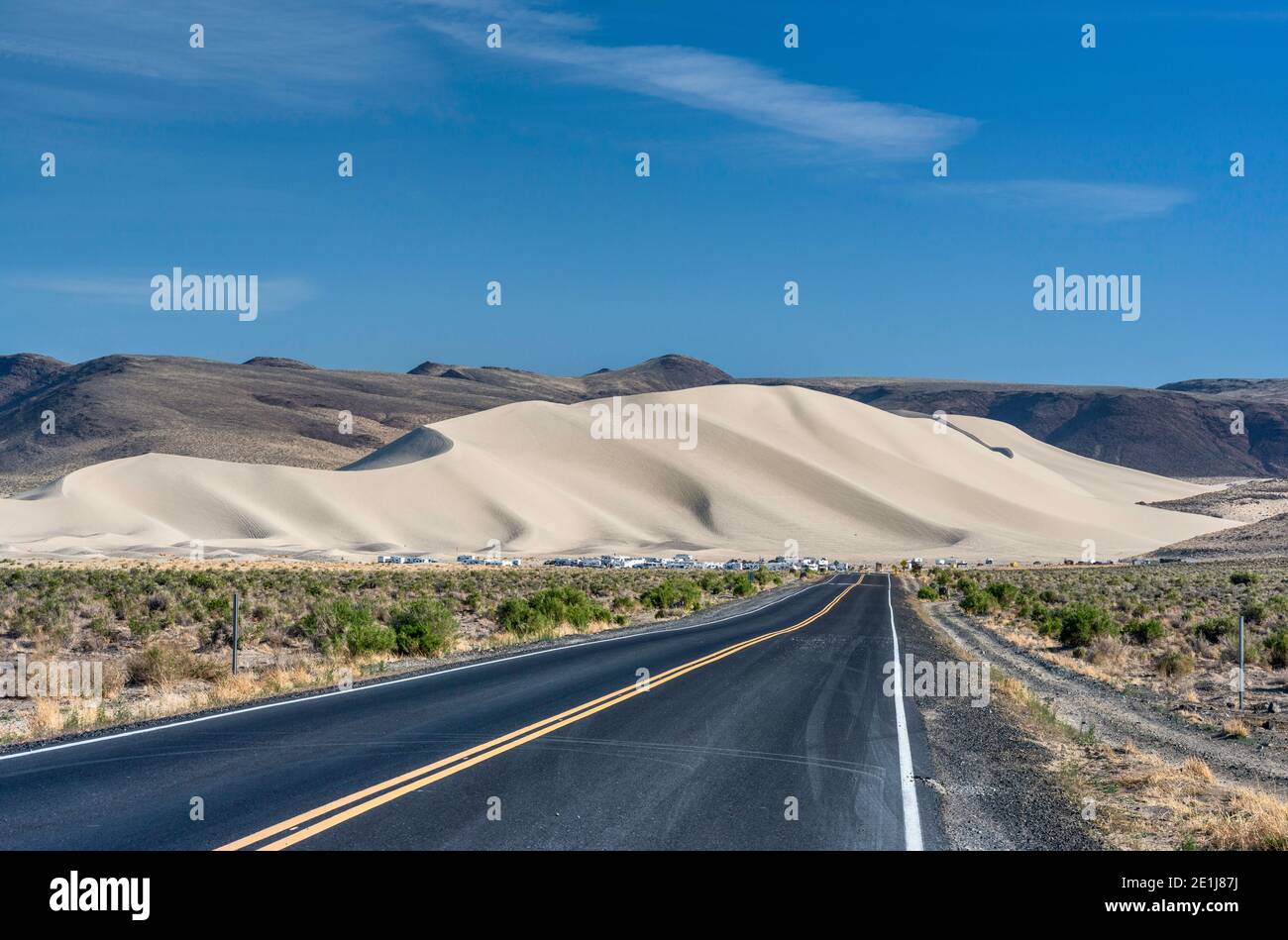 Dunes at Sand Mountain Recreation Area, Great Basin Desert, al largo della Loneliest Road (Hwy 50) vicino a Fallon, Nevada, Stati Uniti Foto Stock