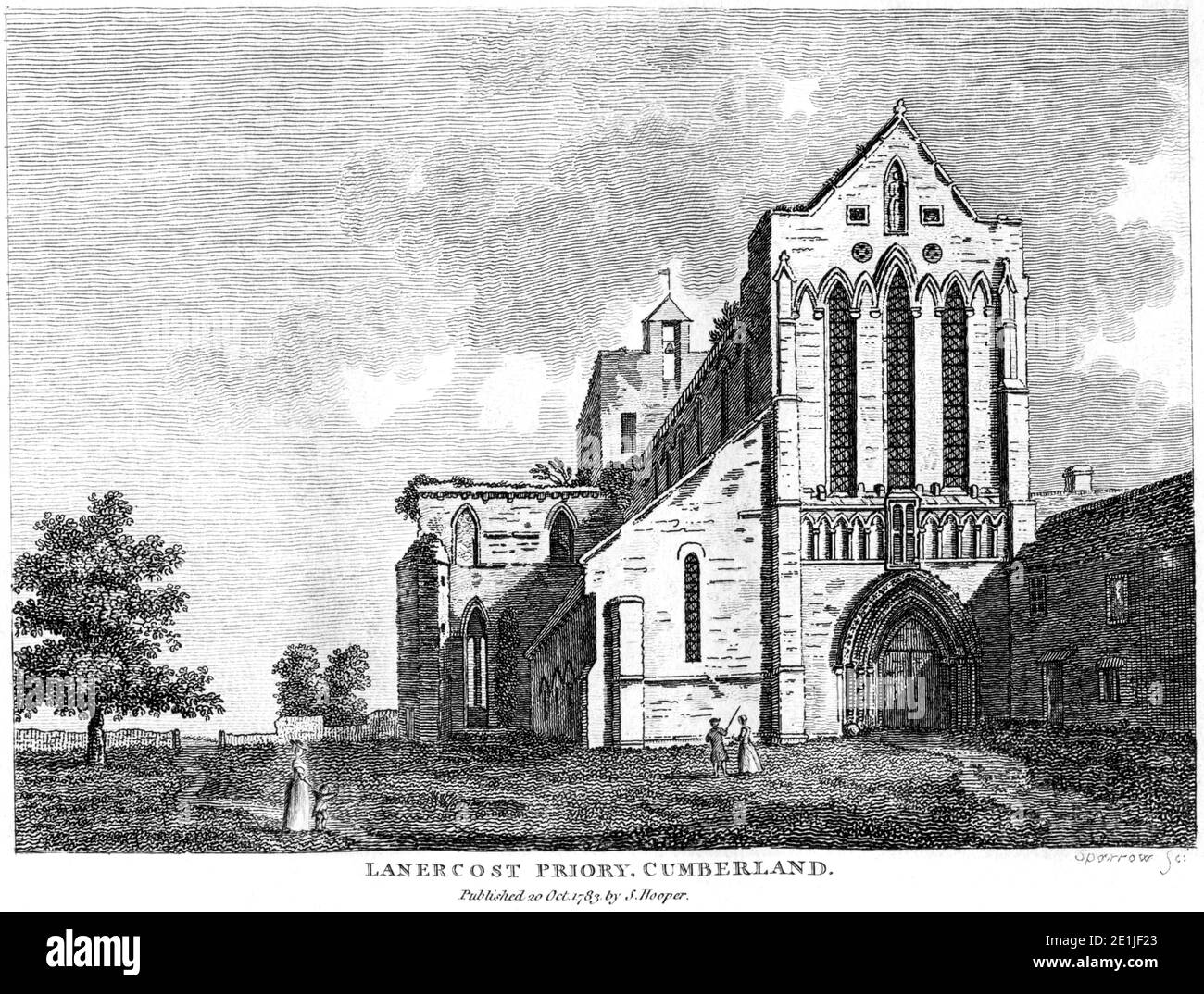 Un'incisione del Priorato di Lanercost, Cumberland pubblicato il 20 ottobre 1783 scandito ad alta risoluzione da un libro pubblicato nel 1780. Questa immagine è Foto Stock