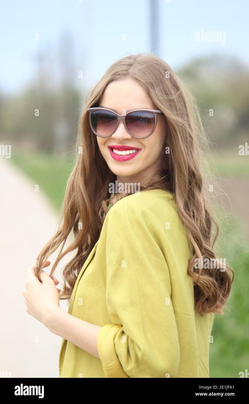 modello femminile biondo moda Foto Stock